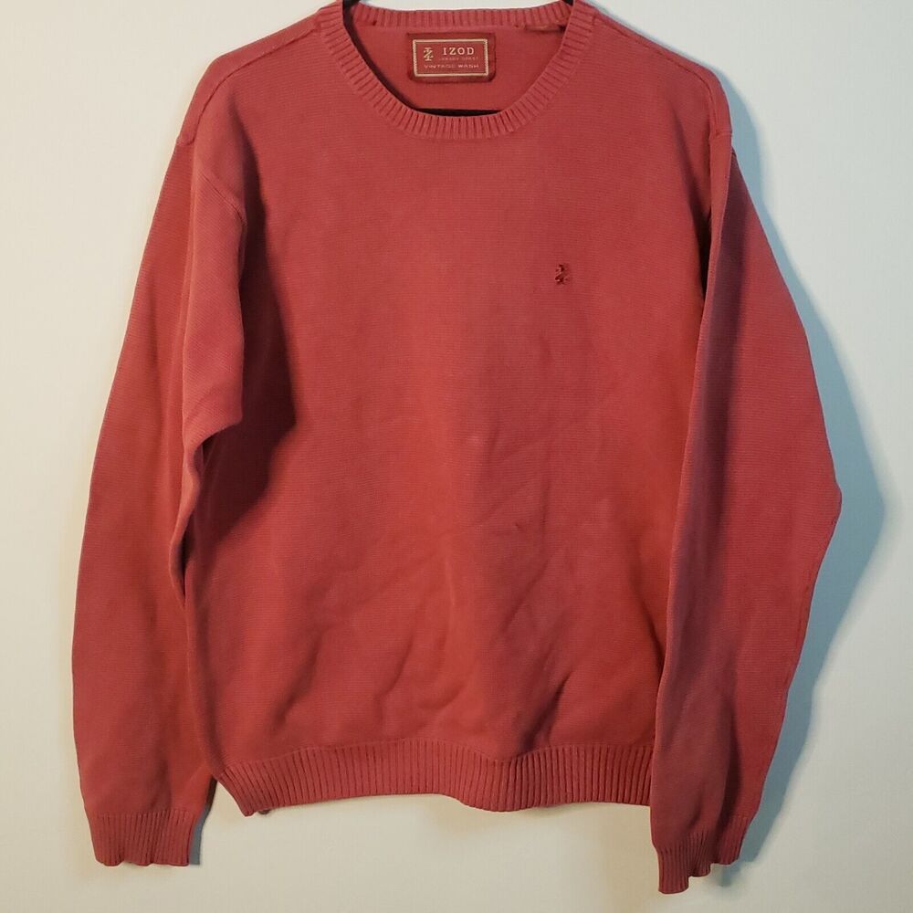 Izod Luxury Sport Vintage Crew Neck Sweater Mens Large 100% Cotton 016